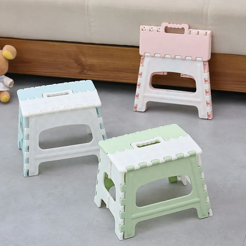 Grand tabouret pliant portable en plastique pour enfants, tabouret de dessin animé, pêche en plein air