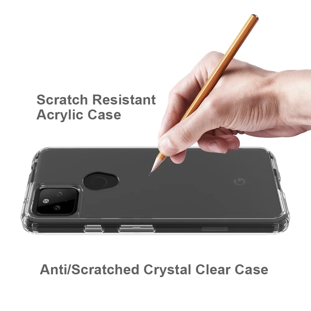 Hybrid Shockproof Cover Air Cushion Bag Case With Acrylic Crystal Clear Hard Back Shell For Google Pixel 5 / Google Pixel 5A 5G