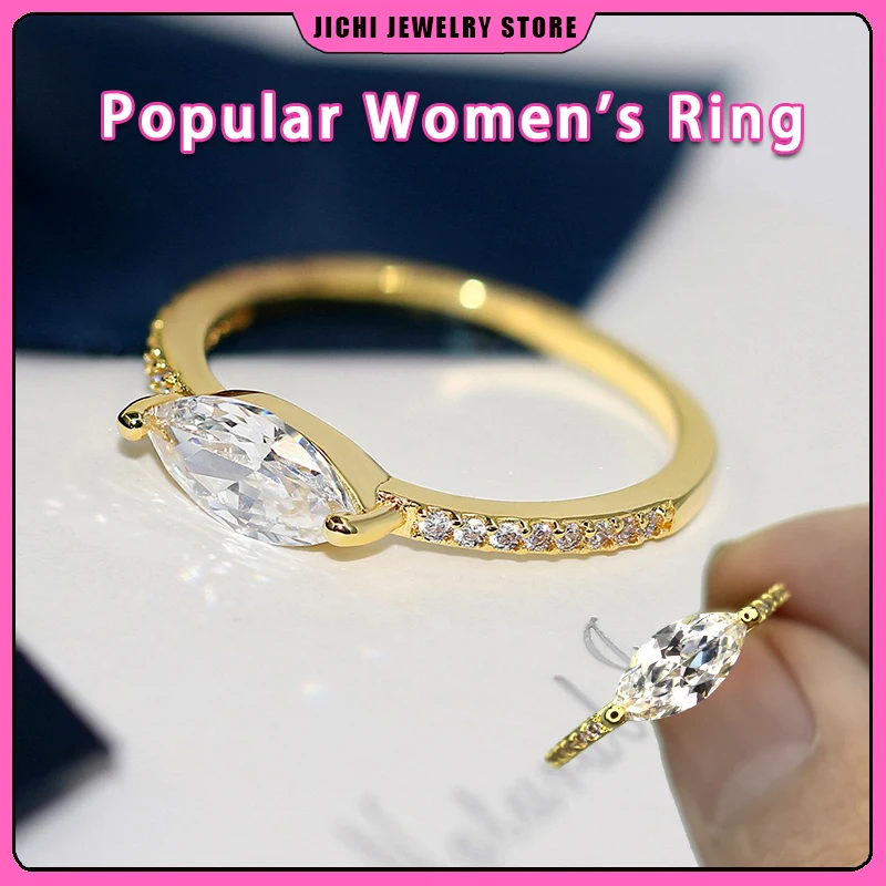 

Europe and the United States popular women's ring plated 14k light gold zircon micro-inlaid explosive accessories manufacturers