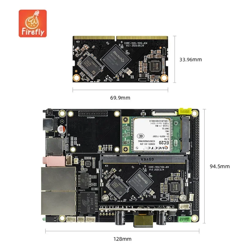 Core-1126-JD4 ARM Высокопроизводительная плата AI Vision 2G + 16G 1080P Распознавание лиц Linux Cortex-A7 32 бит