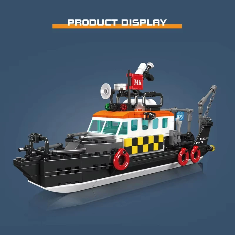 Mould King10081 DIY City Fishing Toy Set Multi-Purpose Lifeboat Boats Building Blocks Set Sea Exploration Ship  Toy Boys