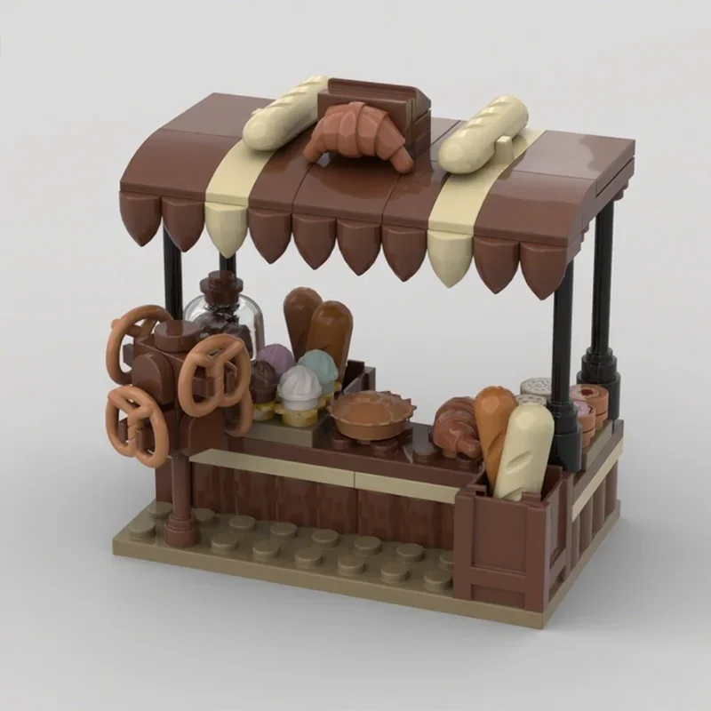 111pcs MOC Bakery Stand Cityed Model Building Blocks Architecture Assemble DIY Creative Toy Idea Festival Gift Education