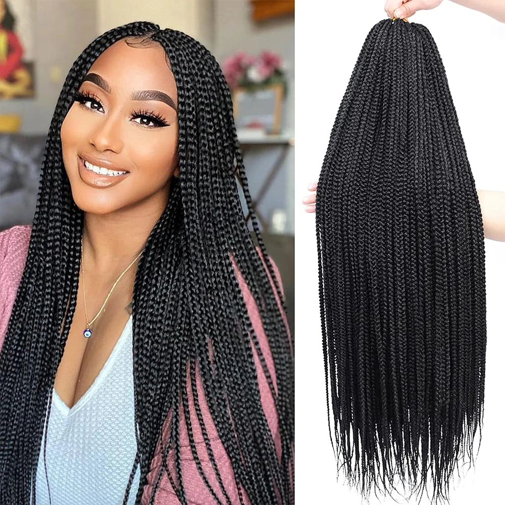1-8 Packs Crochet Box Braids 144 Strands Goddess Box Braids Crochet Hair Synthetic Pre Looped Crochet Hair for Black Women