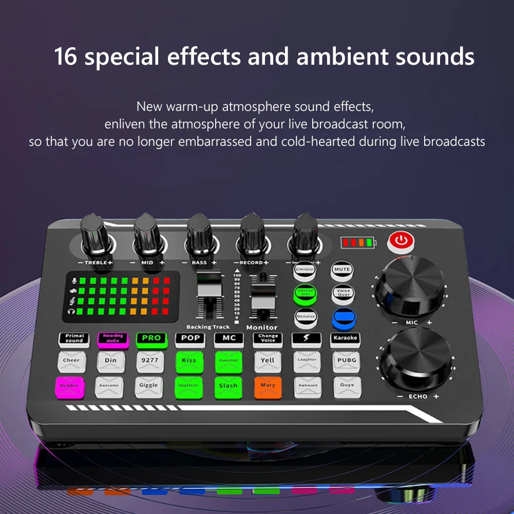 Likheung Live Sound Card and Audio Interface with DJ Mixer Effects and Voice Changer,Bluetooth Stereo Audio Mixer,for Youtube image 2