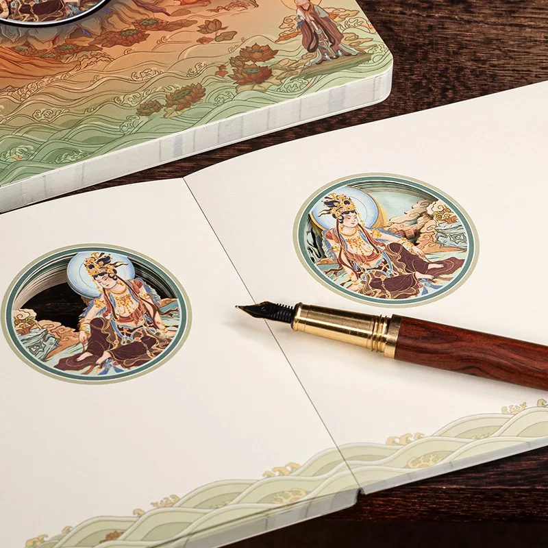Dunhuang Series Cultural and Creative Paper Carving Notebook Chinese Trend Style Moon Goddess 3D Stereo Hand Account Portable