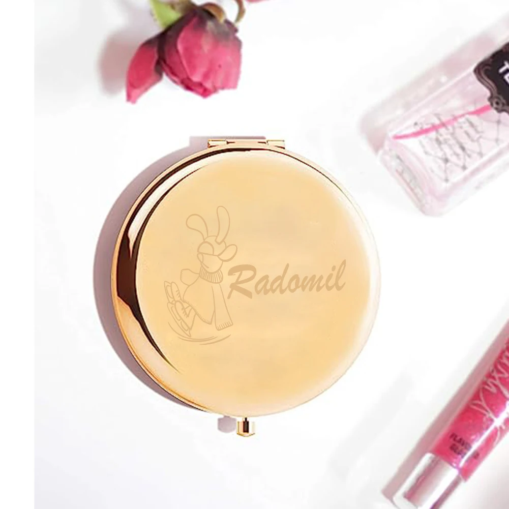 1pc Cartoon Beautiful rabbit Customized Name Pocket Mirror Round Circle Mirror Mirror With Name Wedding Guest Gifts