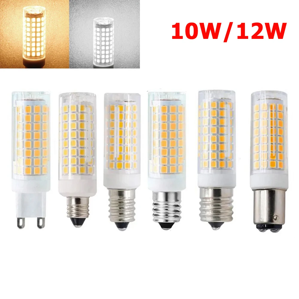 Dimmable G4 G8 G9 E11 E12 E14 E17 BA15D GY6.35 LED Corn Light 102LEDs 10W 12W 2835 SMD LED Light Bulbs Cool/Warm White 220V 110V