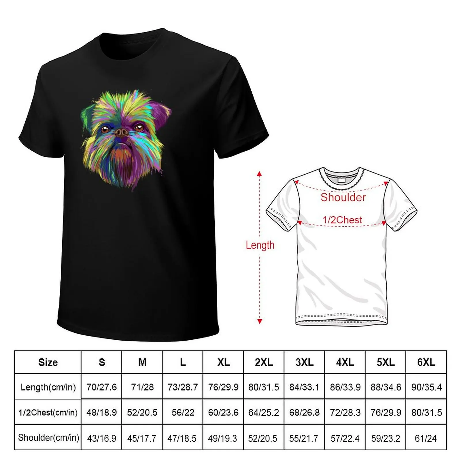 Splash Brussels Griffon Dog T-Shirt Work Wear Simple Tee Shirt
