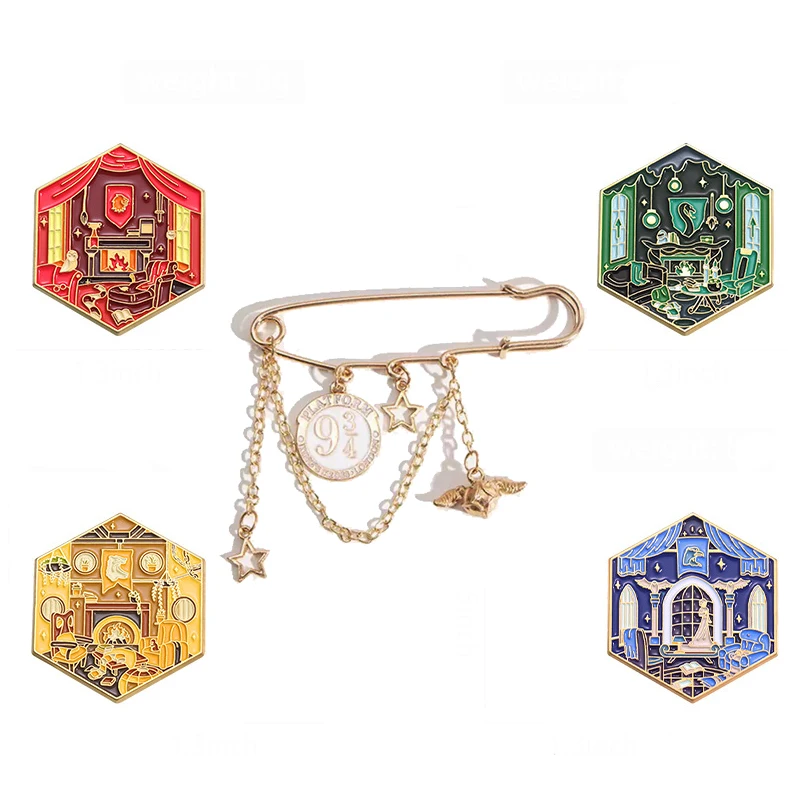 Handmade Magic School Pins Wizard Magician Golden Snitch 9 3/4 Pin Halloween Party Badges Anime Cartoon Backpack Decor Gifts