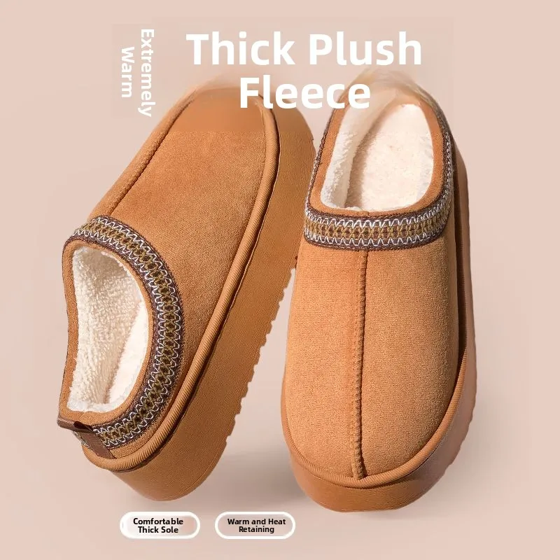 

Women's Suede Slippers Indoor Outdoor Anti-Slip Home Thi Bot Fur oes Winter Season Ci Walk Ethnic Sle T-Band