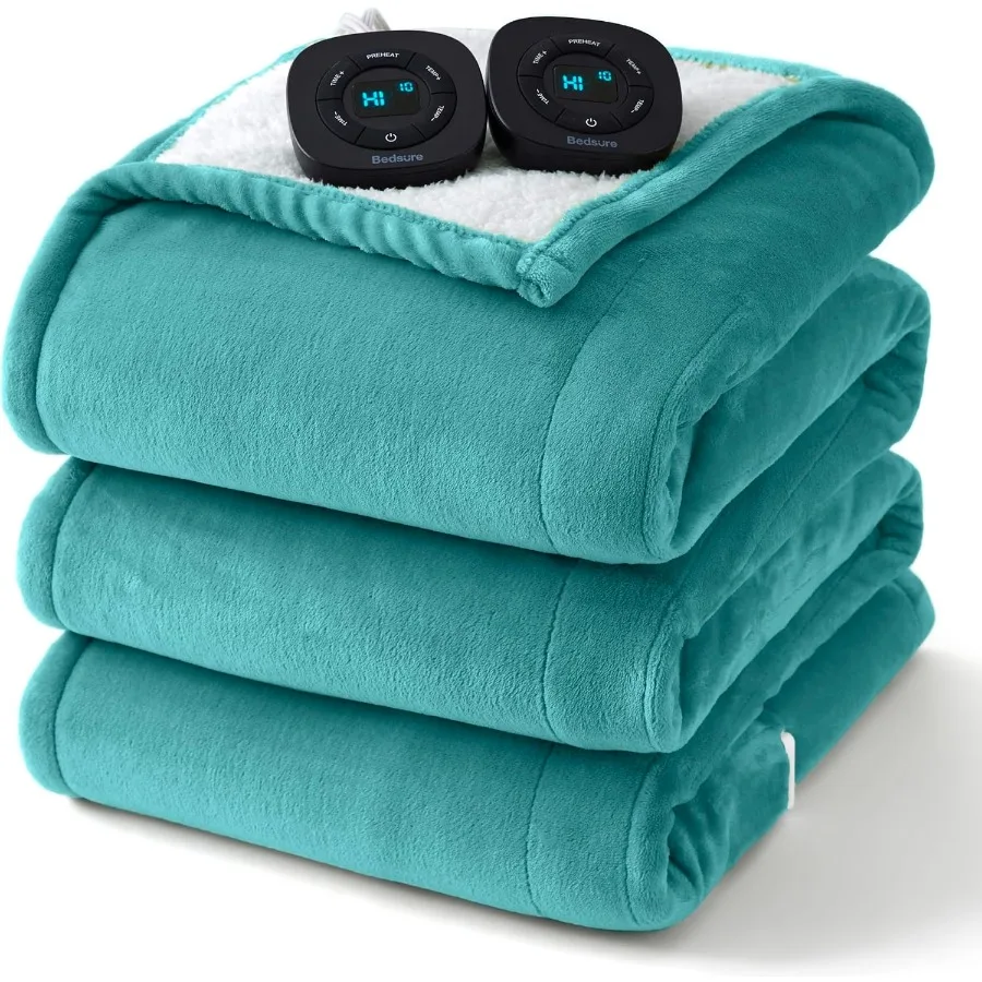 

Electric Blanket King Size - Dual Control Heated Blanket King Size Fast Heating with 10 Time Settings and 10 Heat Settings Warm