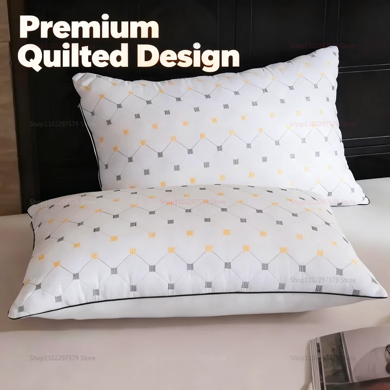 1pc Hotel's Same Feather Cotton Pillow Core Three-dimensional Neck Pillow For Sleeping Bedroom Dormitory Hotel Applicable