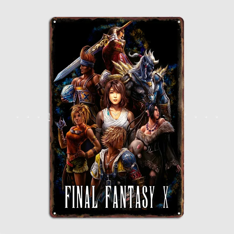 Final Fantasy X Character Ensemble Poster Metal Tin Sign Indoor Outdoor Home Decor Bar Custom Posters Wall Room Decorations