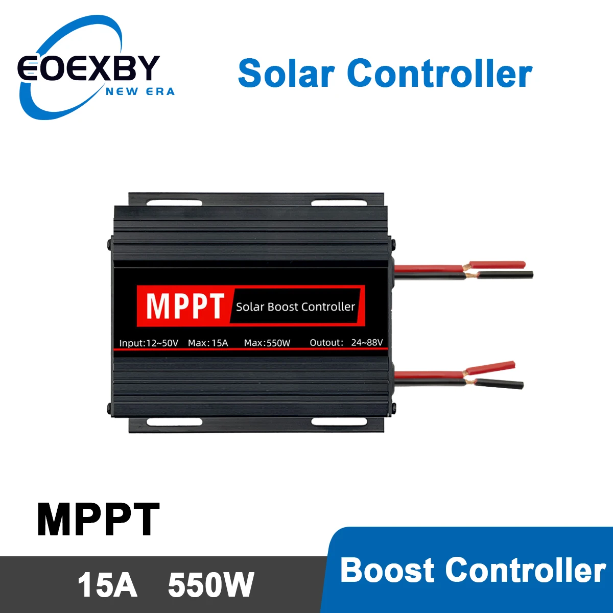 Booster solar controller 15A 550W MPPT 12V~50V input boost 24~88V charging solar charger suitable for lithium, gel, gel, AGM