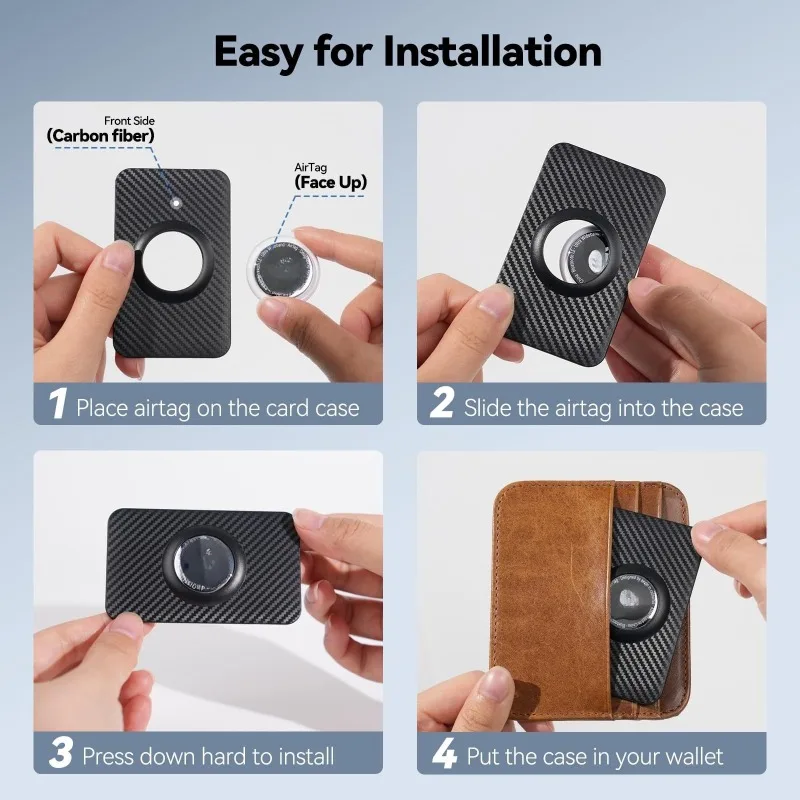 

For Apple AirTag Card Cover - Anti-Lost Device with Carbon Fiber Texture Ultra-Thin Hard Glue Card Holder