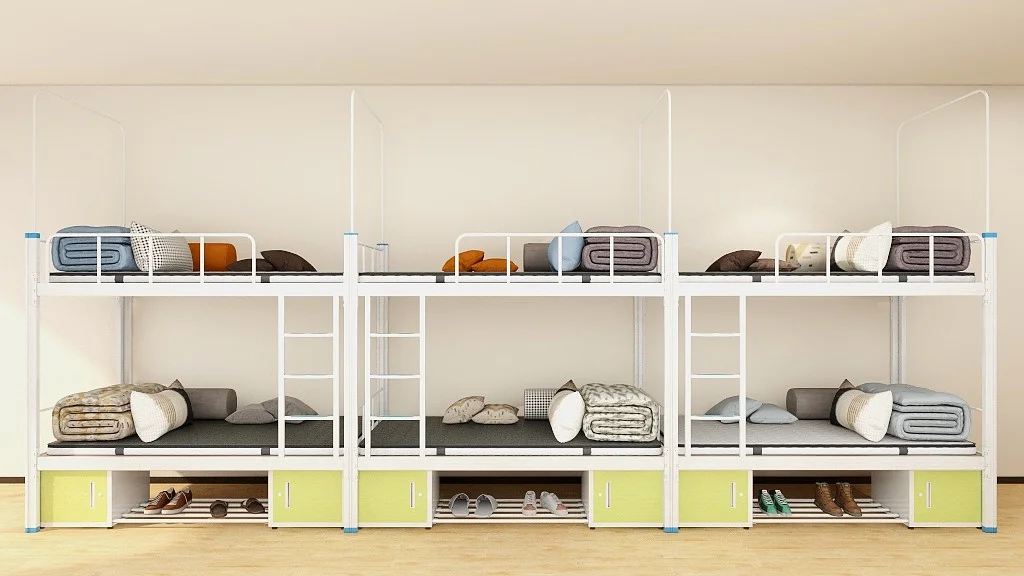 Metal Bedroom Furniture Modern Design Steel Bunk Bed Frame for Adult/Children/Student/Staff/Labor Dormitory  Customizable/ Stock