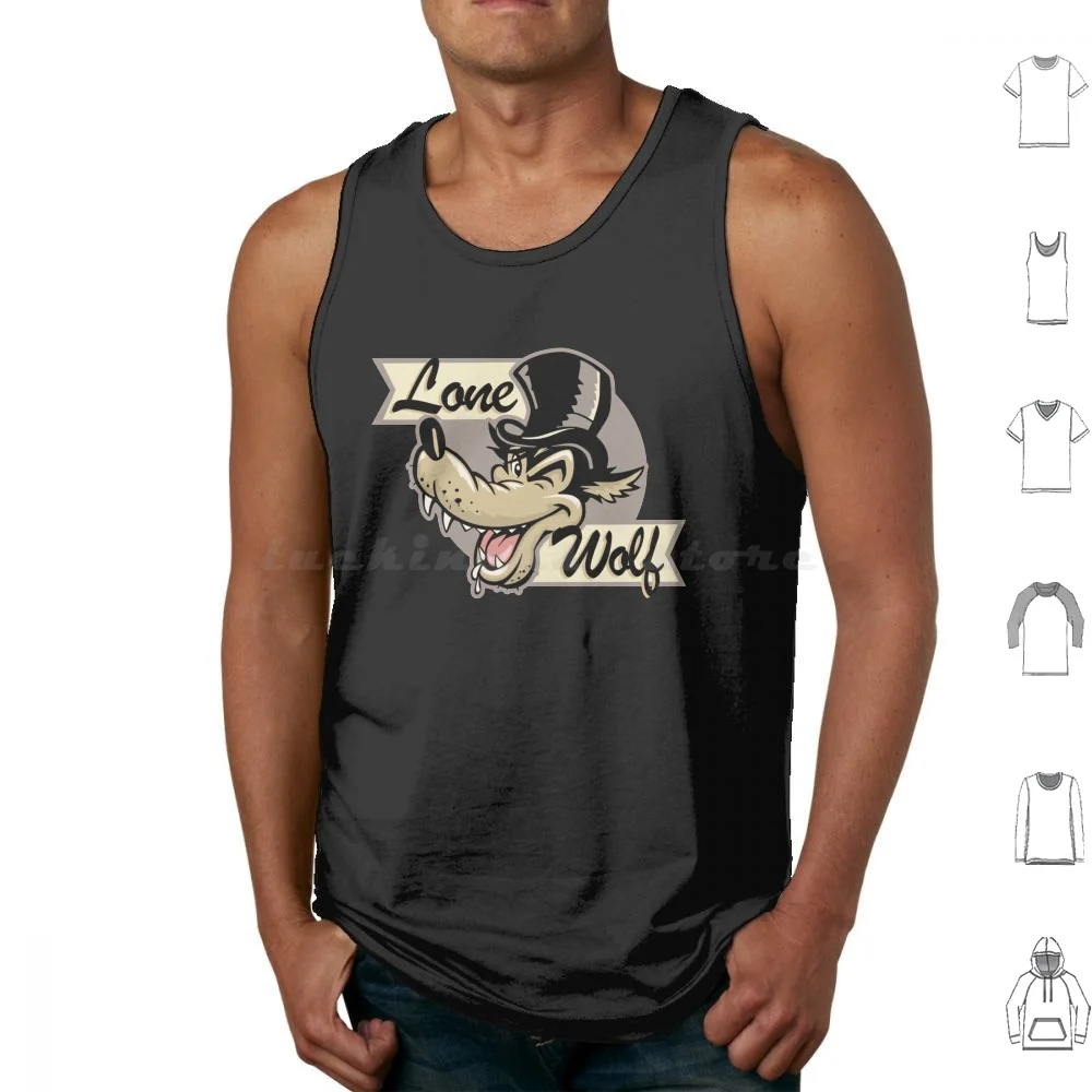 Lone Wolf Shirt , Sticker , Decal , Mask Tank Tops Print Cotton Lone Wolf Big Bad Hot Rod Rat Dragstrip Classic