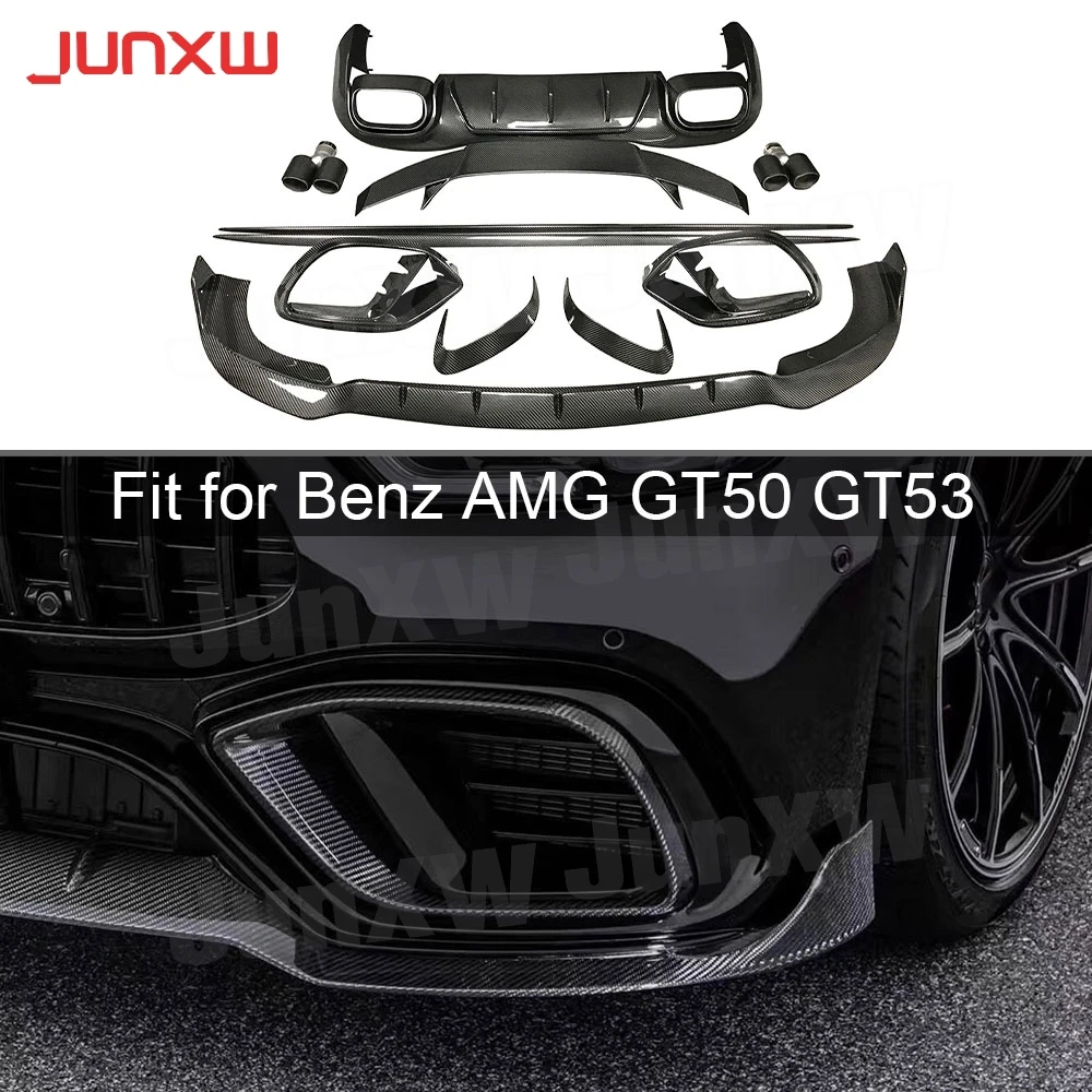 Dry Carbon Front Lip  Air Vent Trim Fender Cover Side Skirts Rear Diffuser Rear Spoiler For Benz AMG GT50 GT53 2019