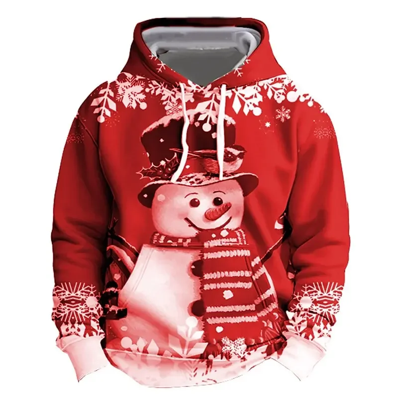 

Christmas Hoodies For Men 3d Snowman Print Men's Clothing Holiday Party Tops Loose Oversized Sweatshirts Autumn Fashion Pullover