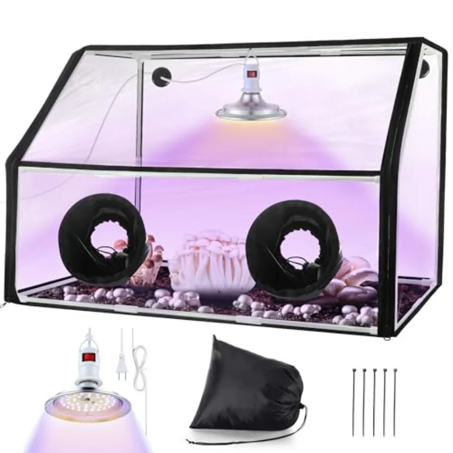 Mushroom Grow Tent and LED Growing Light Kit 30 x 20 x 20 Inch Portable Large Still Air Box Mycology Mushroom Growing Kit Indoo