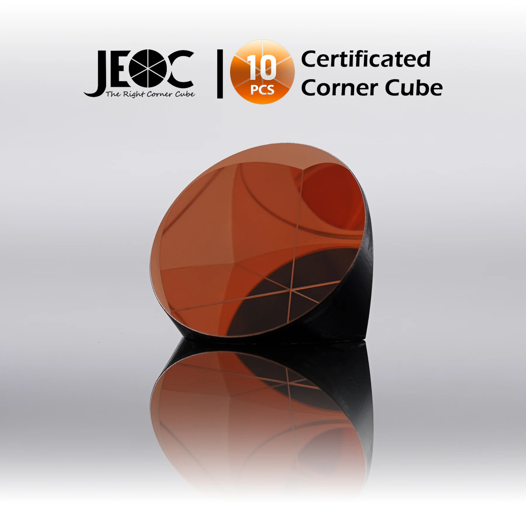 

10pcs JEOC Certificated Corner Cube, 38.1mm (1.5") Diameter, 28.5mm (1.12") Height reflective prism, Copper Coated