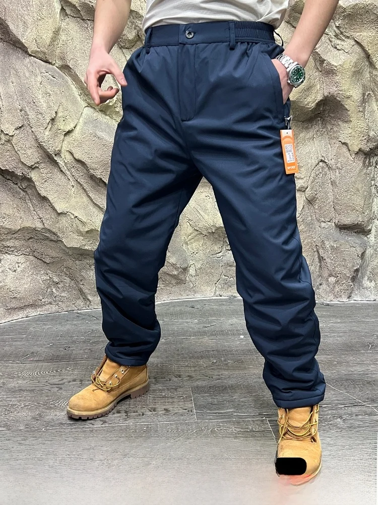 

Thiened Long Plu мужские уличные теплые ветрозащитные прямые повседневные брюки зимние брюки удобные свободные брюки для спецодежды