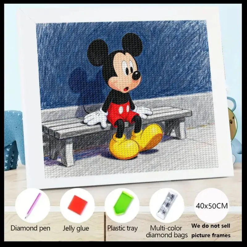 

1PC Classic Mickey Mouse Diamond Painting Kit 5D DIY Full Drill Cute Cartoon Disney Character Art Craft Gem Painting Set for Kid