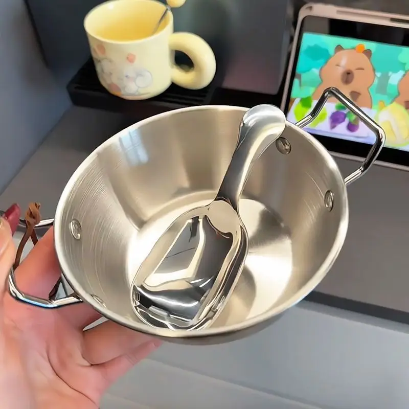 

Super Cute and Adorable Double-ear Bowl, Stainless Steel Snack Bowl, Small Bowl for Soup and Rice