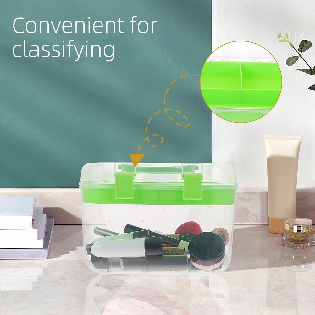 

3pcs Double Layer Storage Box Large Capacity Handle Round Corner Safety Clasp Home School Kindergarten Organization Fishing