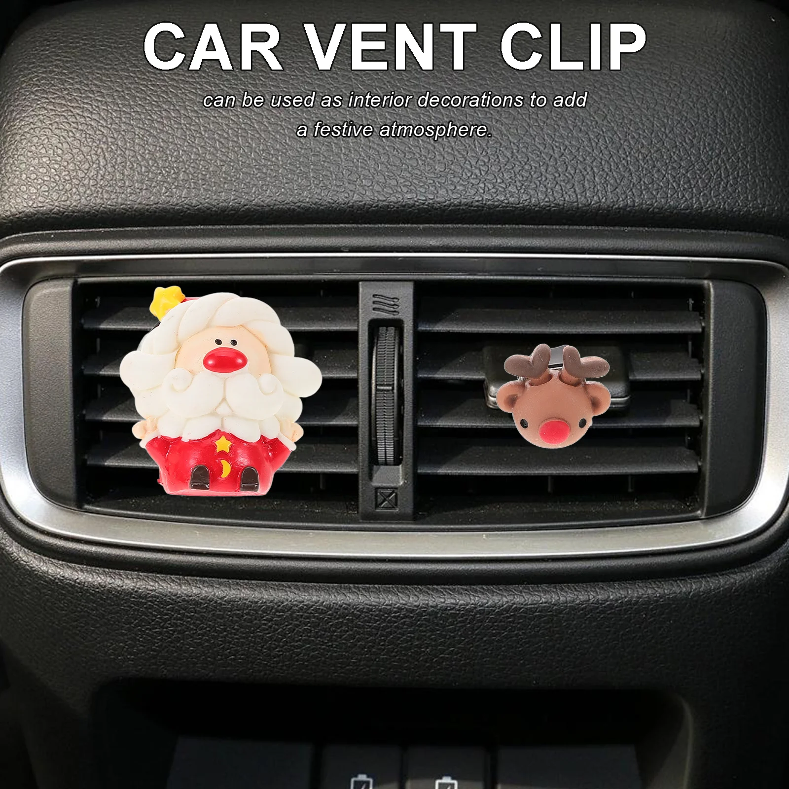 

4Pcs Christmas Car Air Freshener Vent Clips Easy Install Durable Metal Resin Cute Car Accessories Women Vent Clips