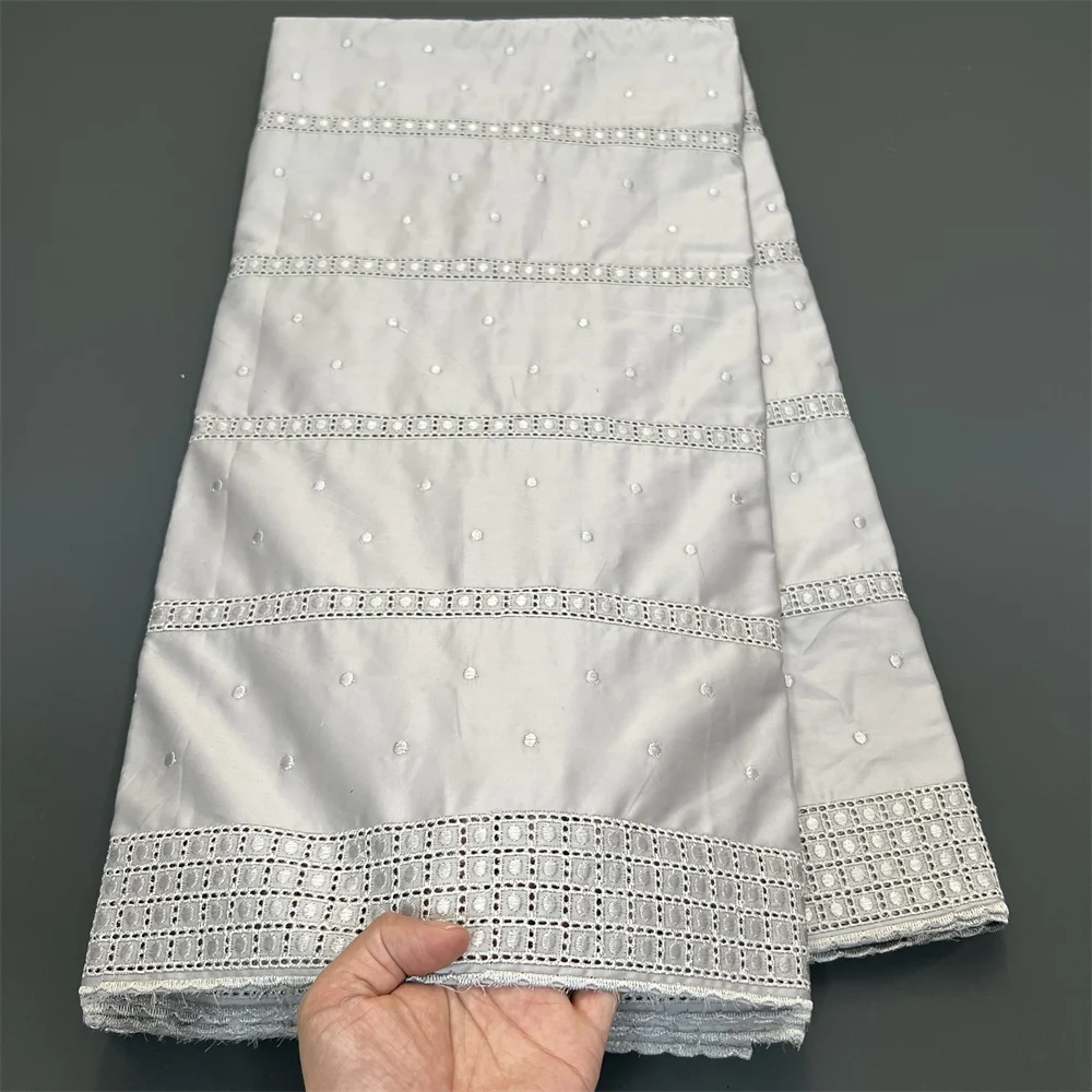 

2025 африканский нигерийский тюль, кружевная ткань для шитья платья, высокое качество, дамасский хлопок, чистая вышивка, свадебная вечеринка, hz1365, 5 ярдов