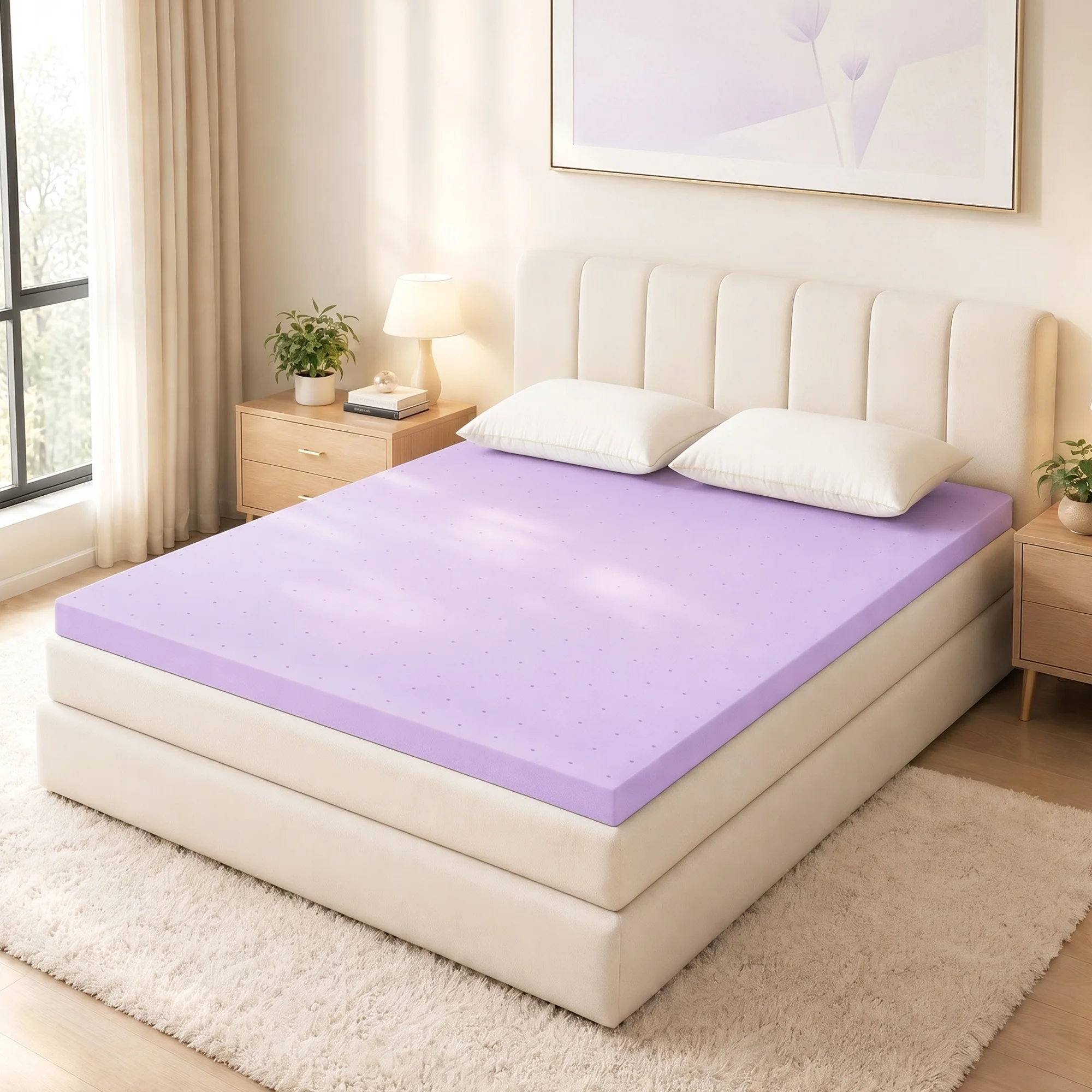 Memory Foam Topper - ท็อปเปอร์ที่นอนเมมโมรี่โฟม MCQ ขนาด 4 นิ้ว สีม่วง