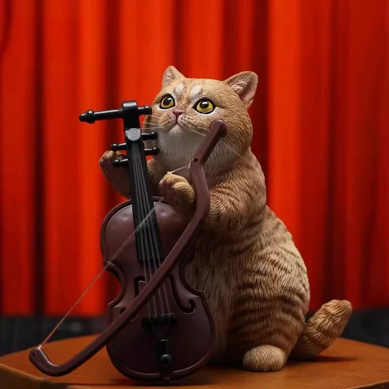 

In Stock JXK 1/6 Scale Simulated Resin Cat with Musical Instruments Ornaments Handicrafts for 12Inch Decorations Figurines