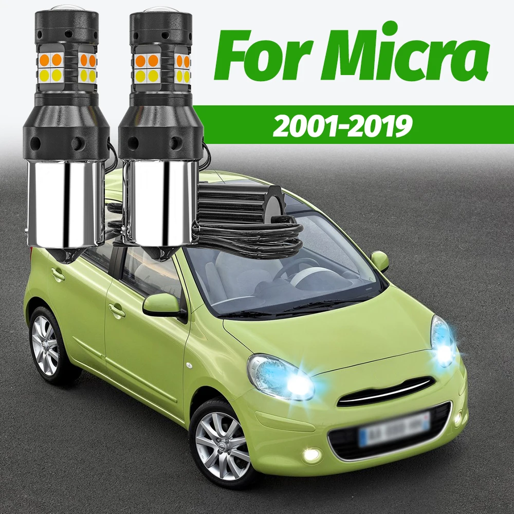 2x Dual-Mode-Blinker + Tagfahrlicht-Zubehör LED DRL für Nissan Micra 2001-2019 2009 2010 2011 2012 2013 2014 2015