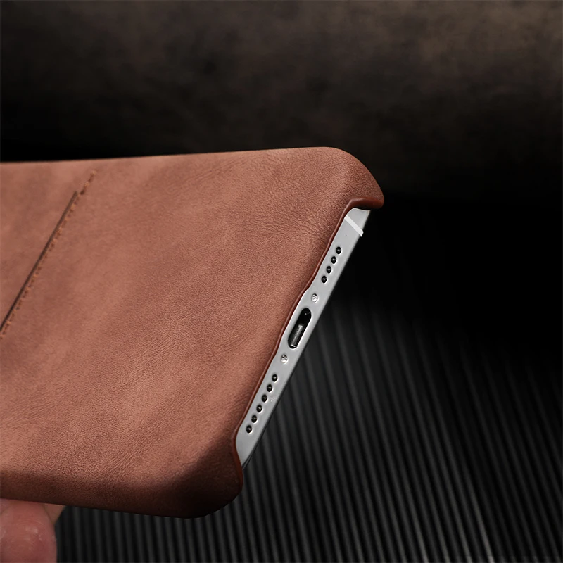 Luxury Quakeproof Leather Case for iPhone Half-wrapped Cover Card Slot Skin Friendly iPhone 16 14 15 Plus Pro 13 Pro Max 12 Pro