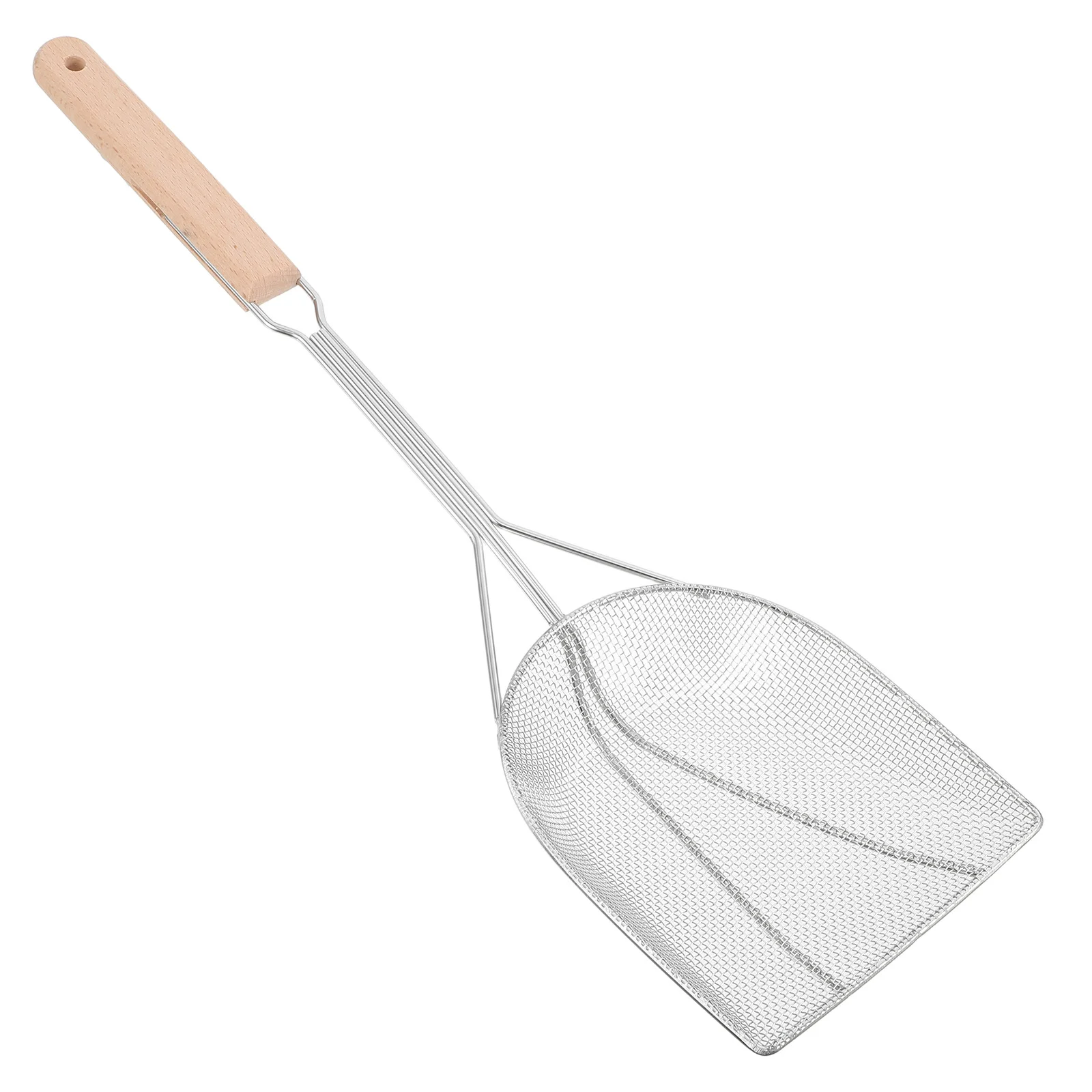 

Stainless Steel Oil Strainer Spoon Wooden Handle Fry Food Scoop Drainage Filter Heat Resistant Kitchen Utensil Hot Pot Seafood