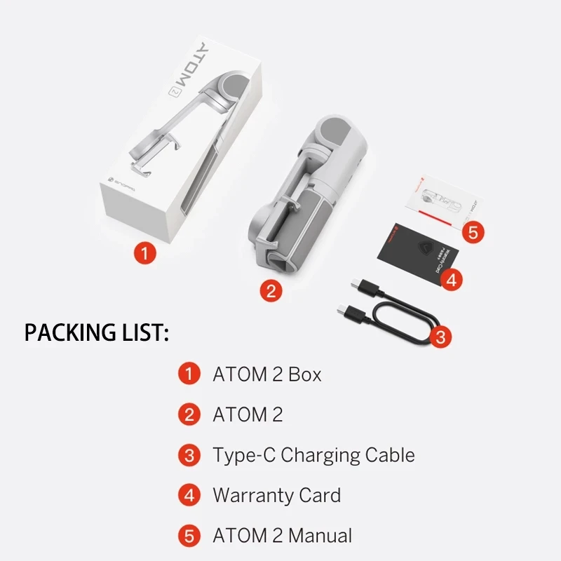 Snoppa ATOM2 3-osiowy stabilizator ręczny Gimbal Bezprzewodowy Bluetooth Selfie Stick Statyw Telefon Antywstrząsowy ATOM 2 do iPhone'a