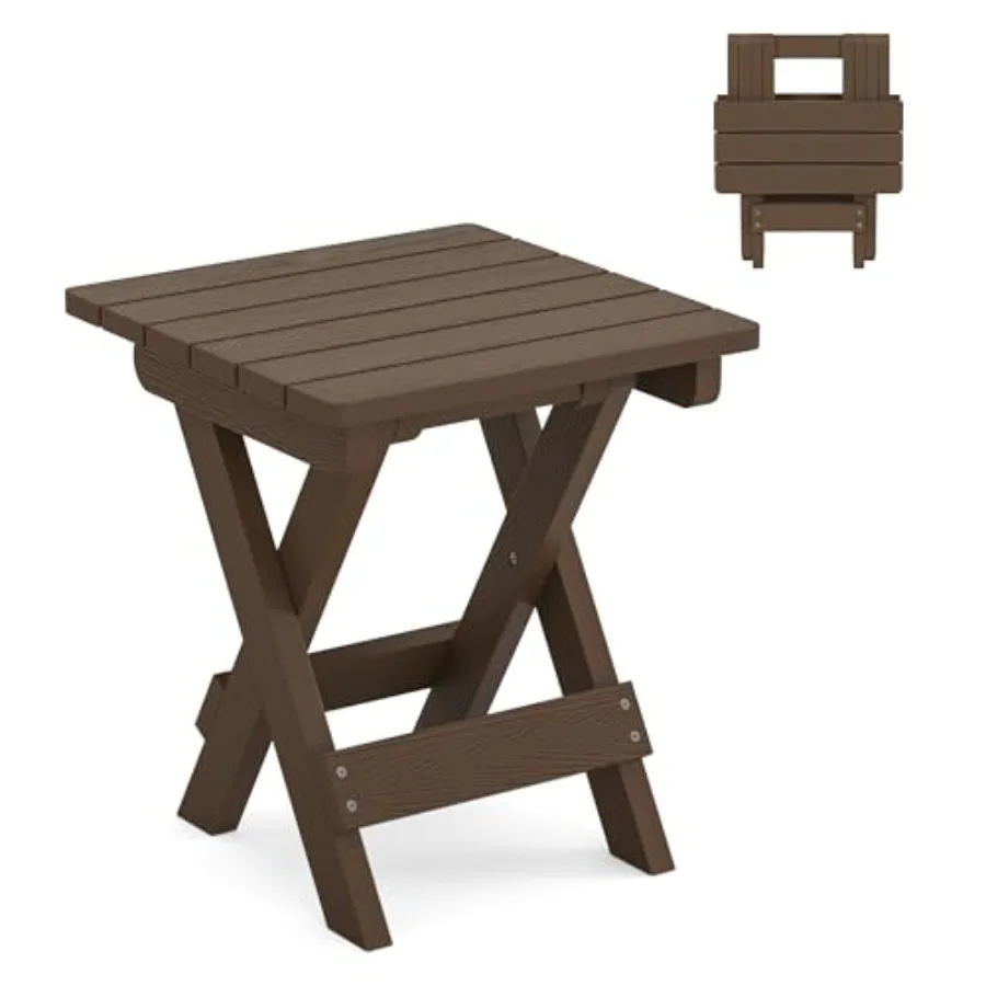 

Small Outdoor Folding Side Table HDPS Outside End Table for Patio Porch Deck Pool ch Height