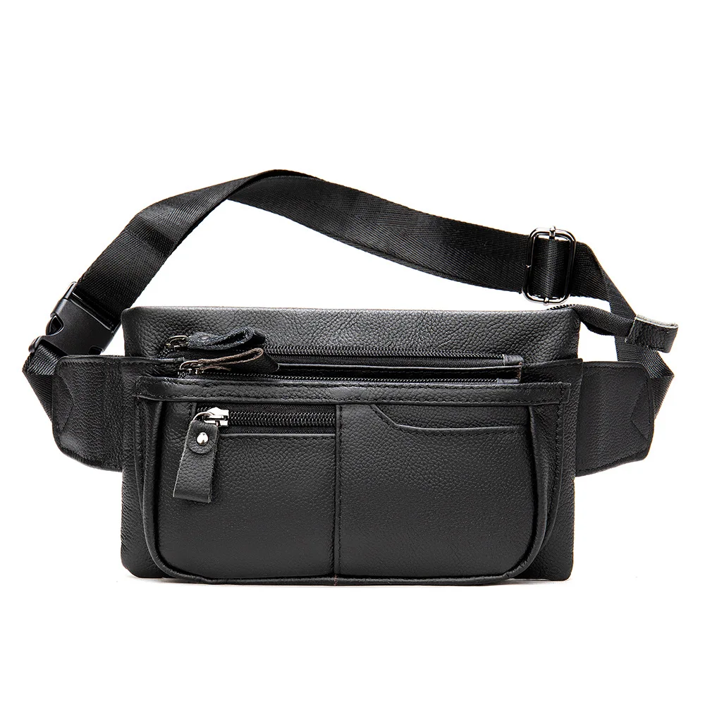 Real Leather Waist Bag Lightweight Belt Pouch Summer Outdoor Belt Waist Pack Chest Pack For Men Male Cowskin Phone Bag