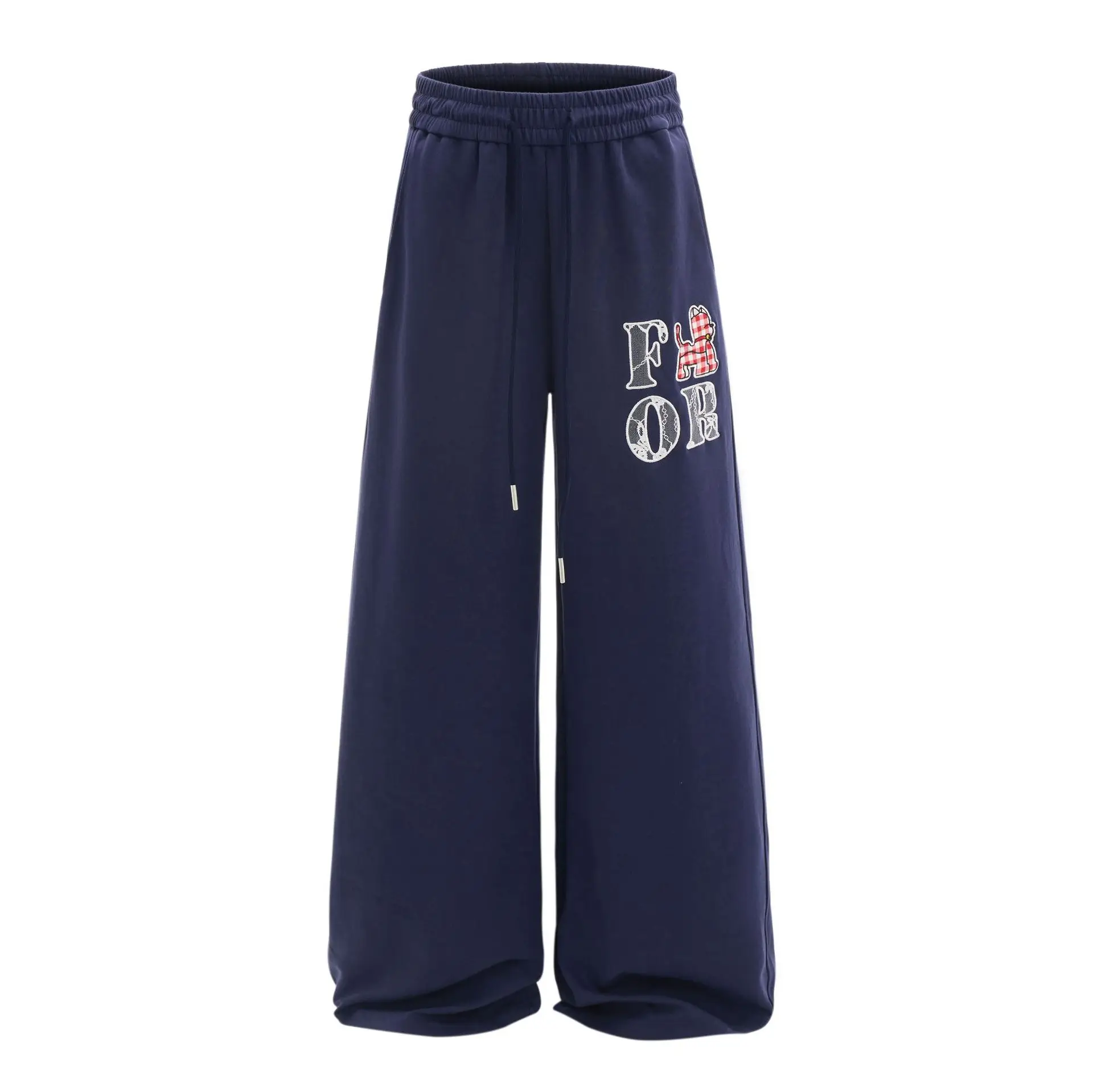 OR FL Women's American Retro Splicing Curved Knife Sweatpants Trendy Brand Design Sense Clear Thread Design Leisure Sports Pants