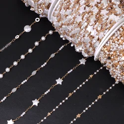 Imitation Pearl Beads Chain Link 50cm/100cm White Pearl Beading Chains For Jewelry Making Accessories DIY Crafts Supplies