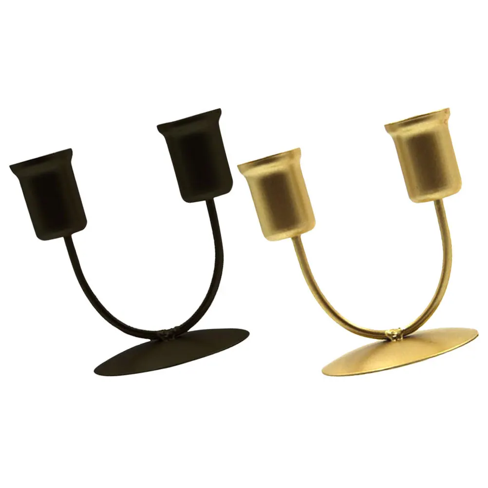 2Pcs Creative Taper Candlestick Holders U Shaped Iron Decorative Table Centerpieces for Home Office Use Holder