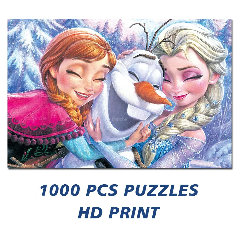 Disney Anime Frozen Elsa Anna Olaf Hug Art 300 500 1000PCS Puzzles Paper Jigsaw Puzzle Game For Girls Kids Teens Like Ornament