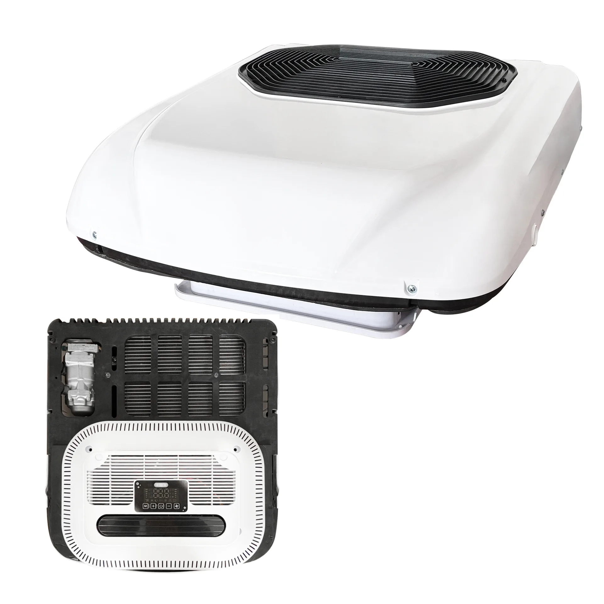 24V/12V DC Portable Truck Air Conditioner,Roof-Mounted Electric A/C Unit with Skylight Design,Inverter Cooling System for Trucks
