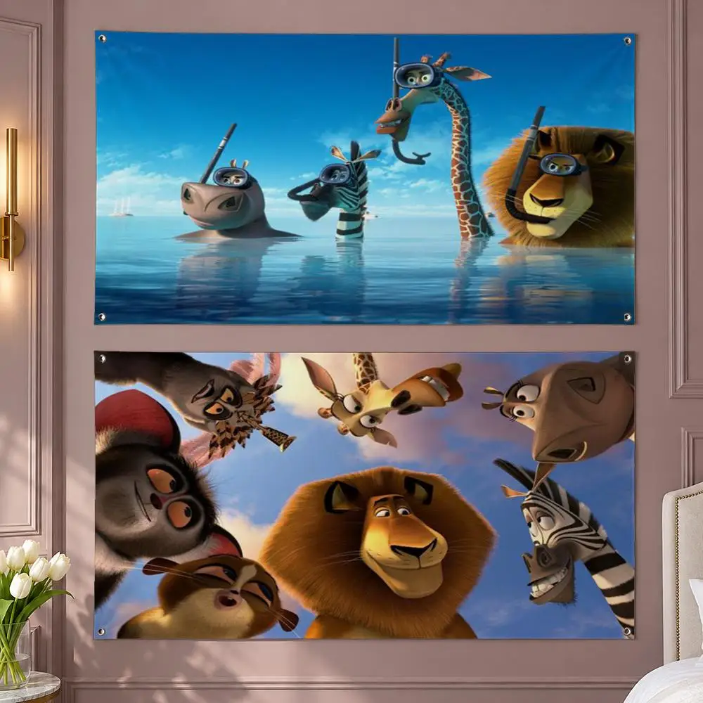 3 Madagascar 3 Flags Aesthetic Room Decor Wall Hanging For Bedroom Dorm Gaming Room And Parties
