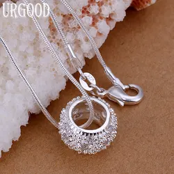 925 Sterling Silver 16/18/20/22/24/26/28/30 Inch Snake Chain Round Pendant Necklace For Women Party Wedding Gift Fashion Jewelry