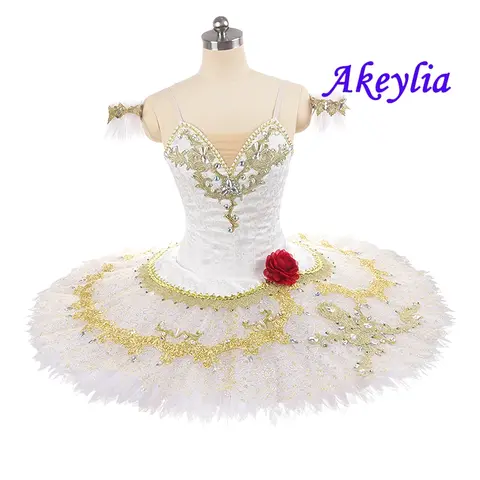 High quality Don Quixote Professional Ballet Tutu for girls White gold Women ballet performance competition Costume dress JN0135
