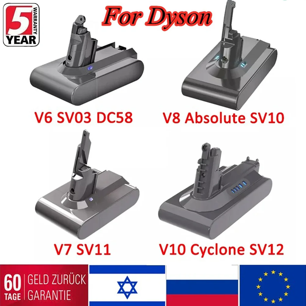 

6000mAh for Dyson V6 V7 V8 V10 Rechargeable Bateria SV10 SV11 SV12 SV09 Vacuum Cleaner Battery DC58 Battery