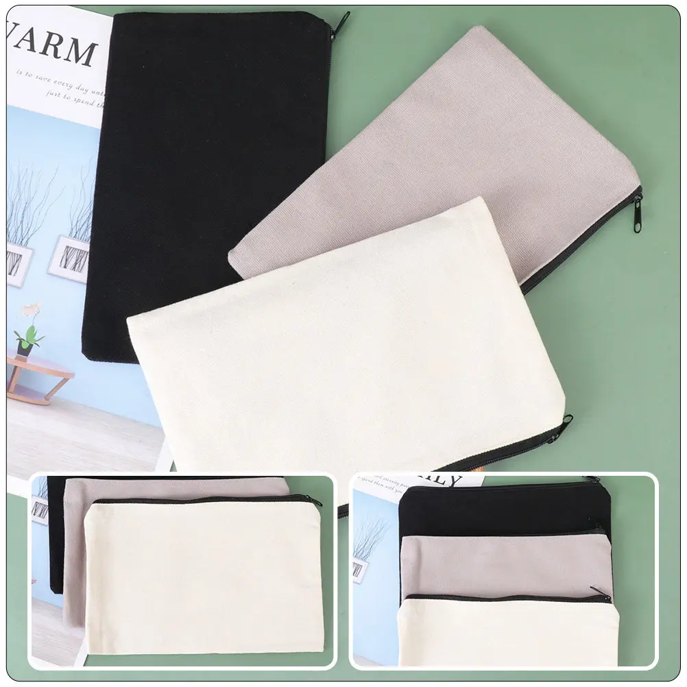 

6Pcs Heavy Duty Canvas Plastic Storage Pouch Zipper Pencil Bag Holder Multipurpose Stationery Organizer Portable Travel