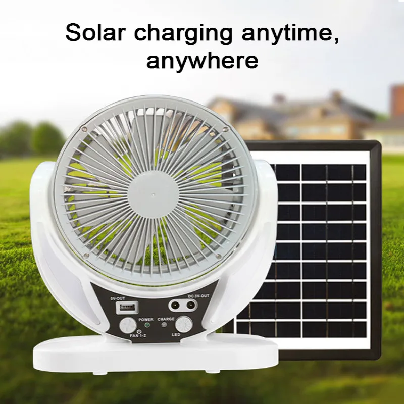 مروحة توزيع الطاقة الشمسية، متعددة الوظائف، طاقة الرياح العالية، قابلة لإعادة الشحن، ضوء مروحة توزيع الهواء #4